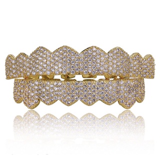 Hai hàm  trang sức răng grillz đính full đá không viền 18k hiphop