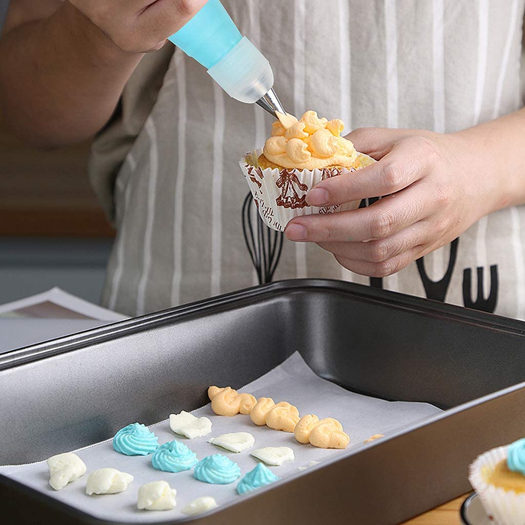 JOSMOMO 8 cái / bộ phụ kiện nhà bếp silicone đóng băng ống đựng kem bánh ngọt + bộ vòi phun bằng thép không gỉ 6 cái