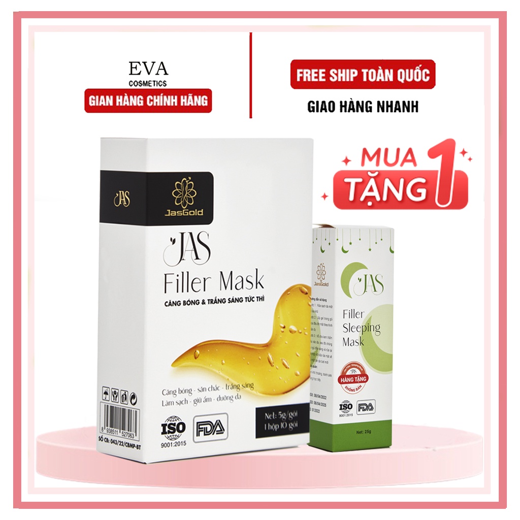 Mặt nạ JAS FILLER MASK, mặt nạ chống lão hóa giảm mụn cấp ẩm dưỡng da, 1 hộp 10 gói