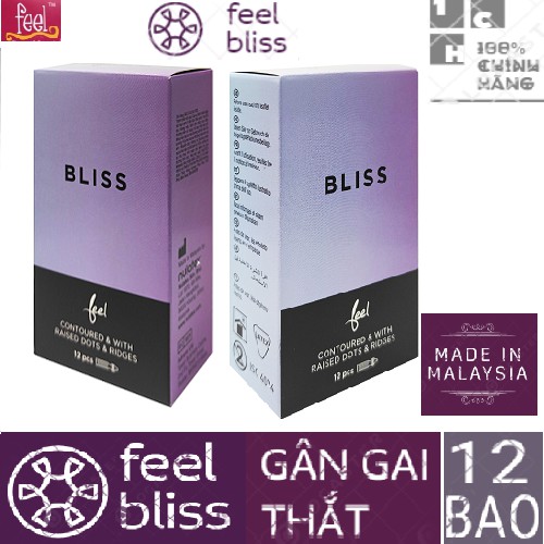 [SP mới] Bao cao su Feel Bliss - Bao cao su Gai mượt mà [CHÍNH HÃNG] - 12BAO - GIÁ DÙNG THỬ, 1 cảm giác mới lạ thử ngay