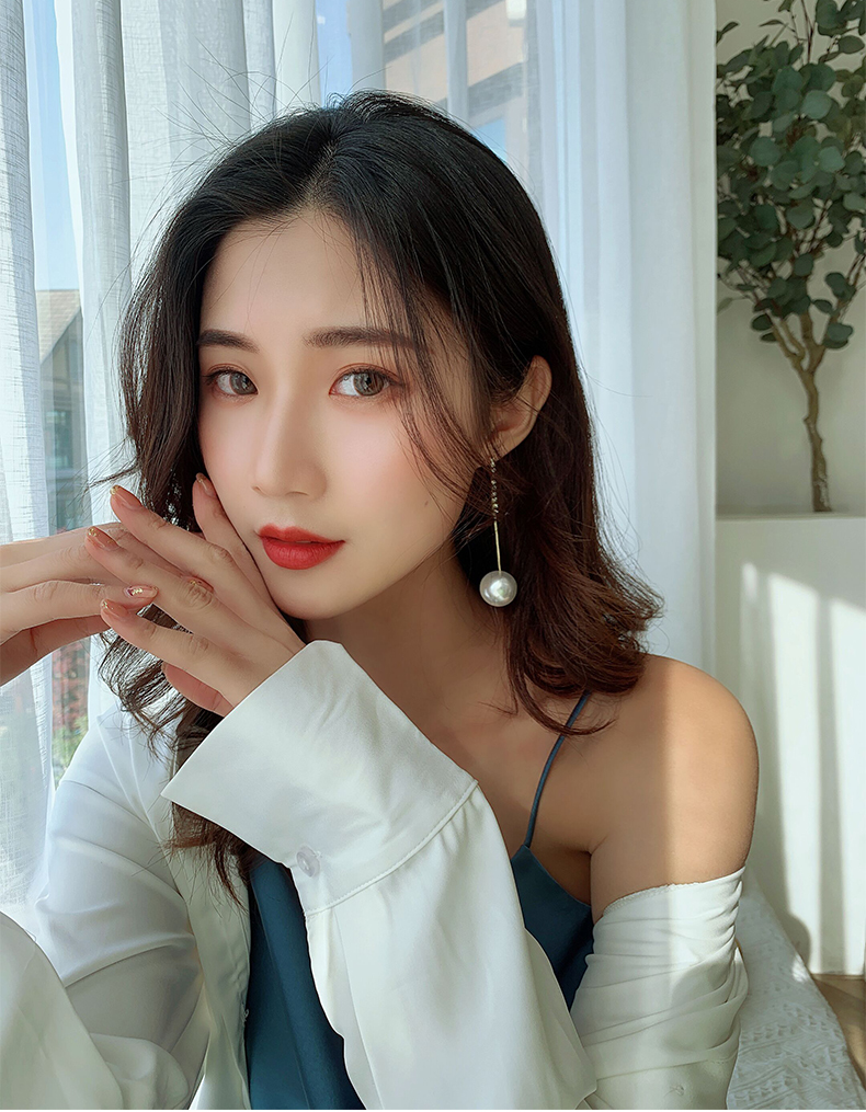 Khuyên tai mạ bạc 925 đính ngọc trai nhân tạo phong cách Hàn Quốc sang trọng