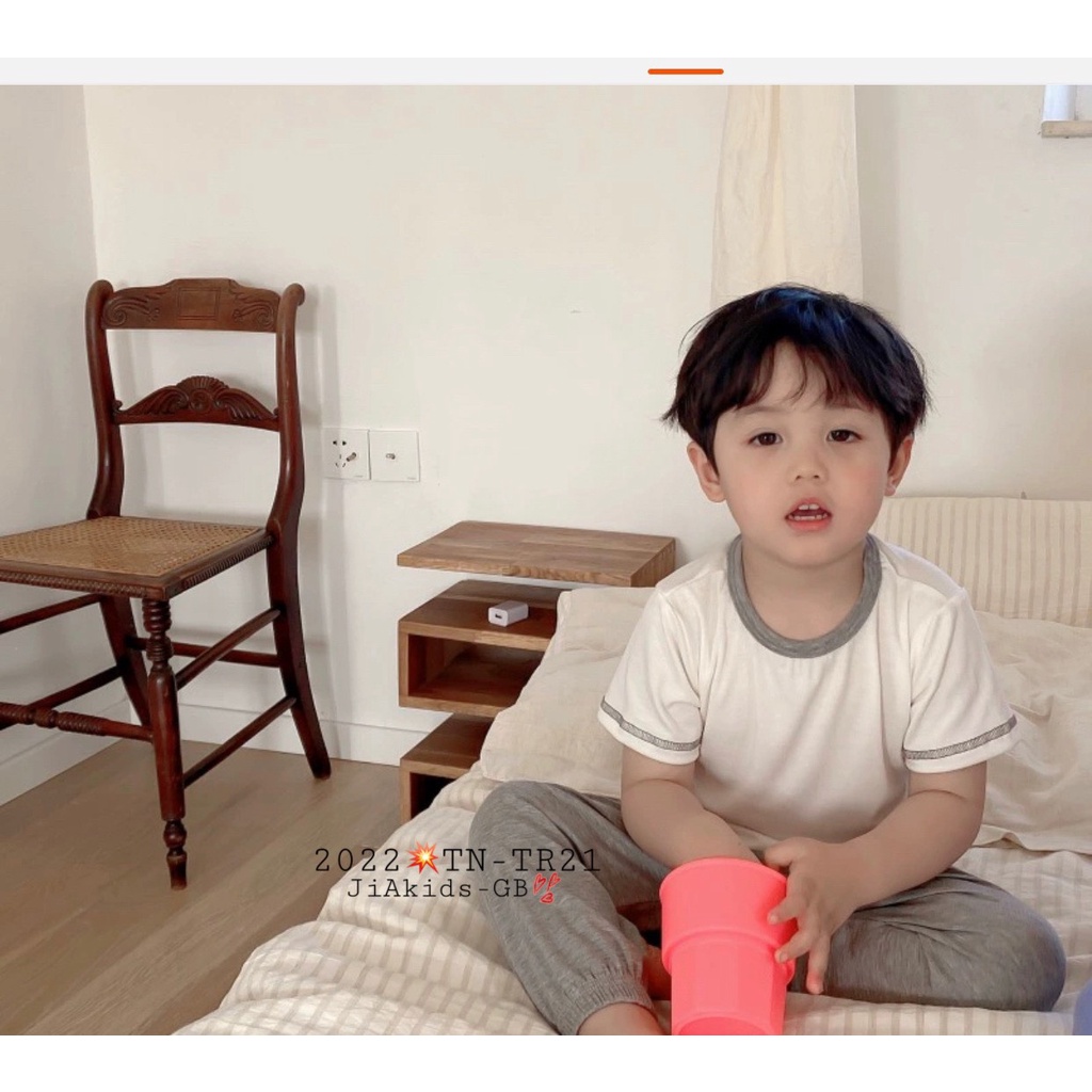 Bộ Ngắn Tay Quần Alibaba THUN LẠNH MINKYMOM Phối Màu Viền Áo Quần Cho Bé TN-TR21
