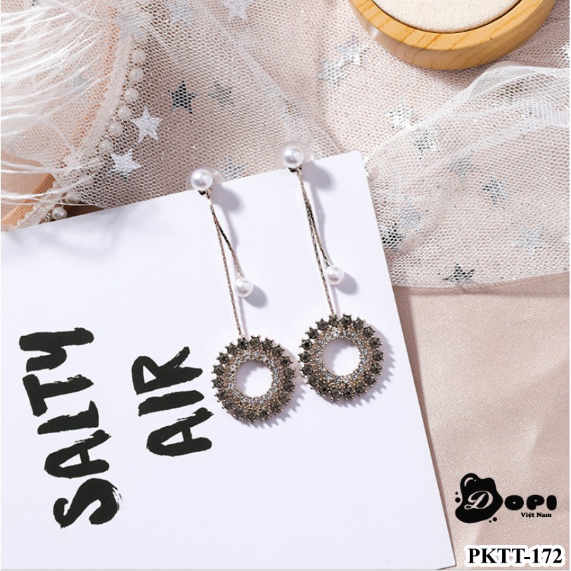 Bông tai tráng bạc form dài nữ tính