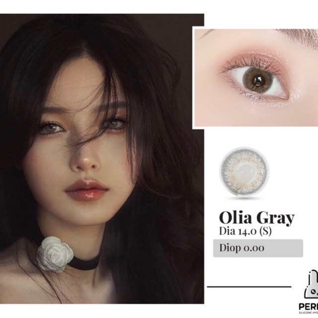 Lens Mắt , Kính Áp Tròng OLIA GRAY Không Độ , DIA 14.0 , Cho Mắt Nhạy Cảm Giá Sale