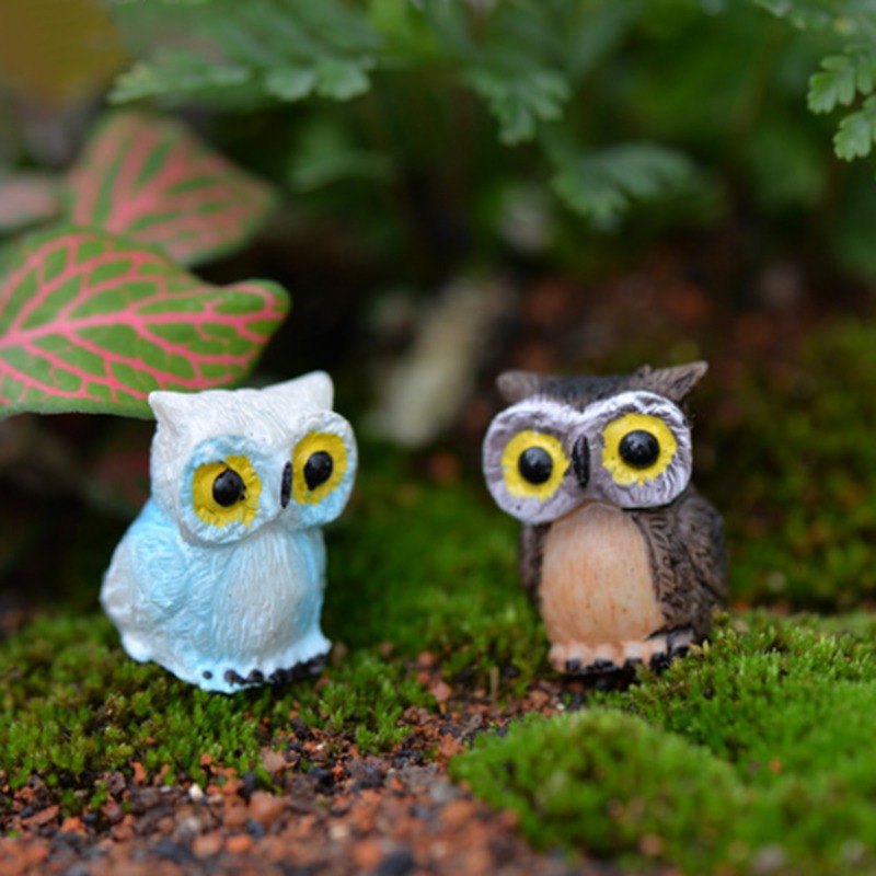 Set 3 Mô Hình Chim Cú Mini Trang Trí Sân Vườn