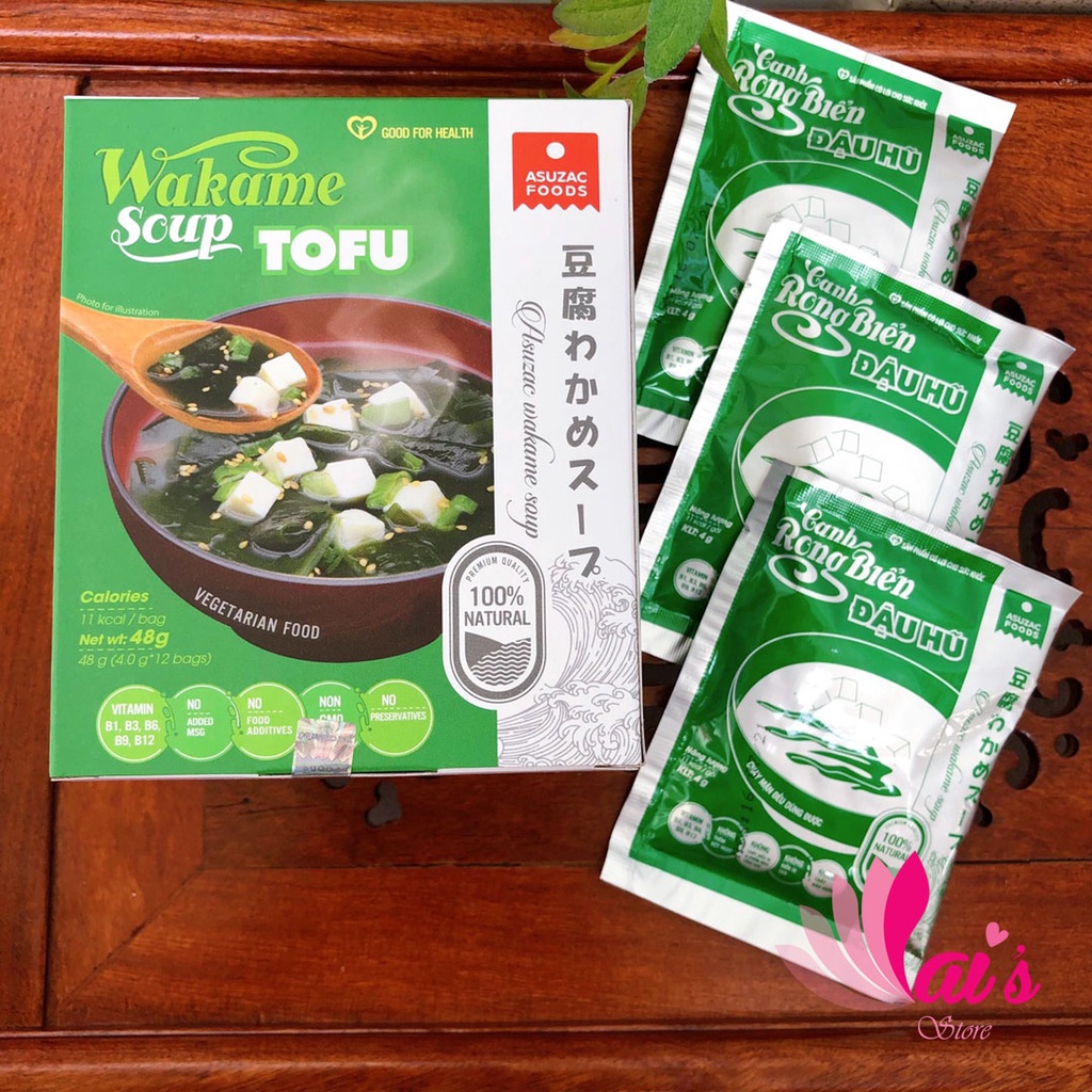 Hộp 12 Gói Canh Rong Biển Đậu Hủ Asuzac 48g  Dinh Dưỡng Cao, Chay Mặn Đều Dùng Được - LAI'S STORE