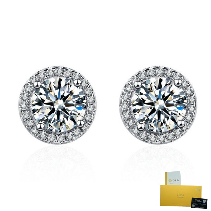 Bông Tai Đính Kim Cương Giả Nhiều Màu Sắc pt950 platinum
