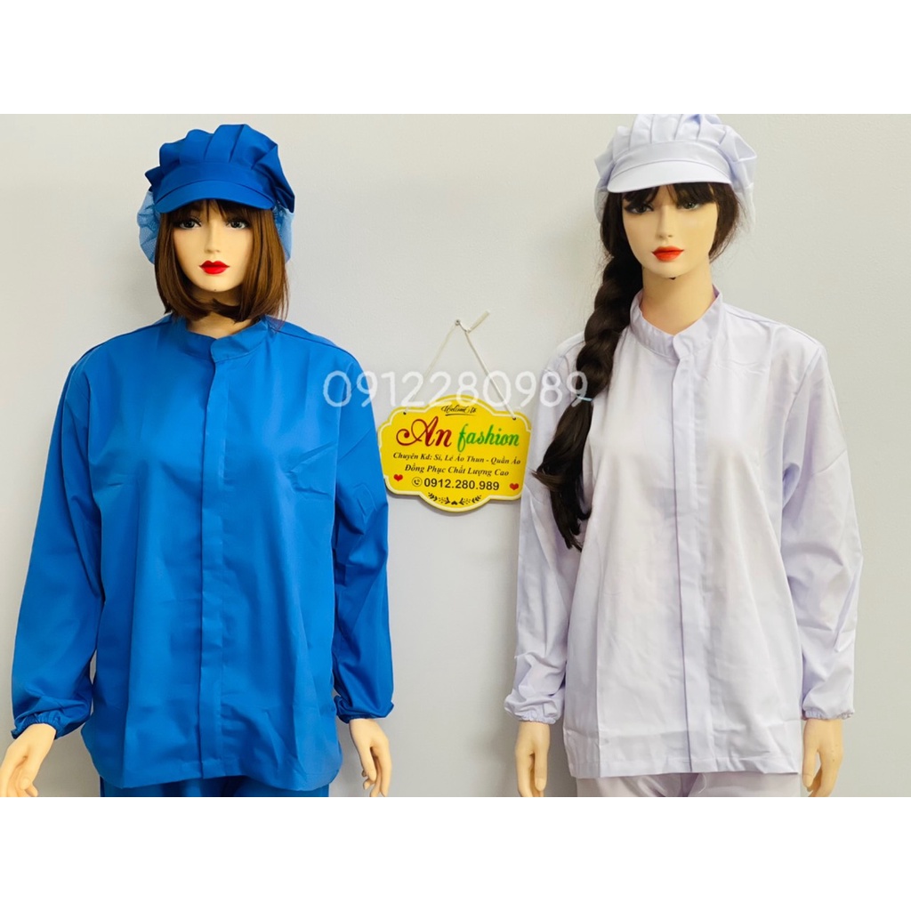 Đồng phục ngành thực phẩm, thủy sản vải kaki dài tay _ Hình chụp thật