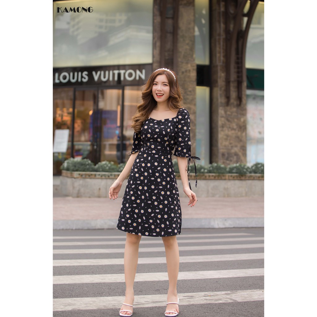 Đầm hoa nhí cổ vuông KAMONG D089 | BigBuy360 - bigbuy360.vn