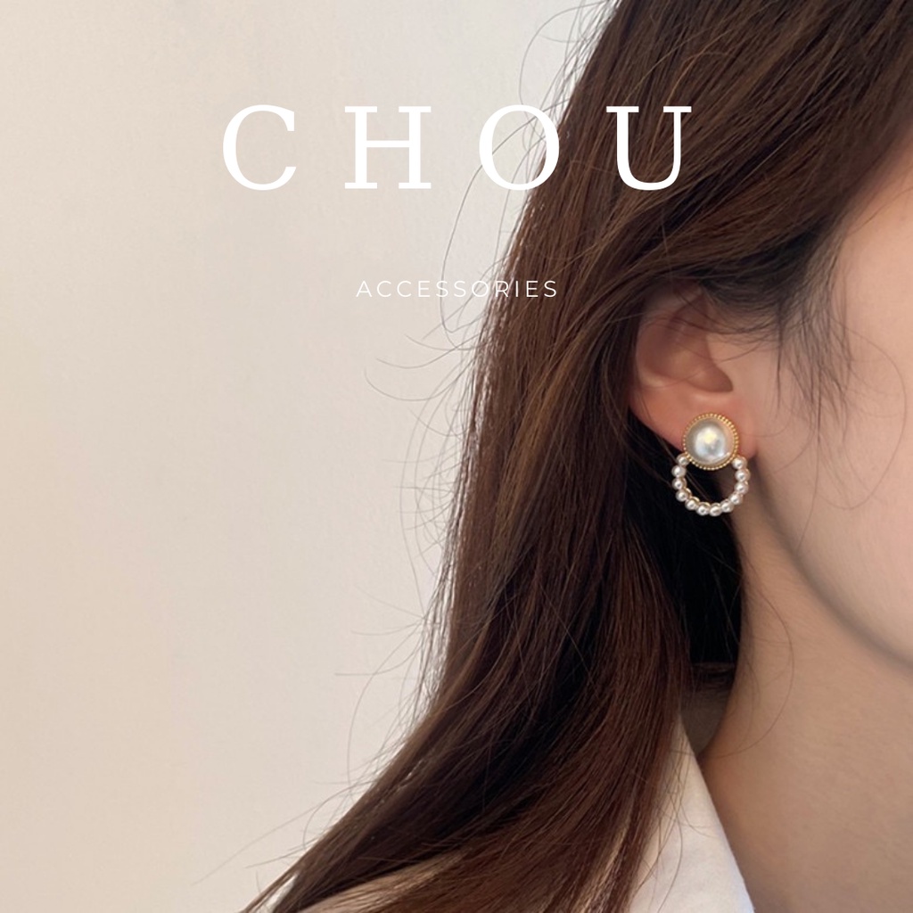 Bông Tai Đính Ngọc Vòng Tròn | CHOU ACCESSORIES |