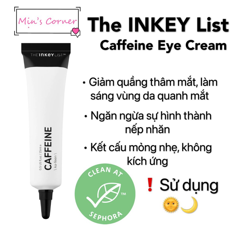Bill US) Kem dưỡng mắt The INKEY List Caffeine Eye Cream 15ml