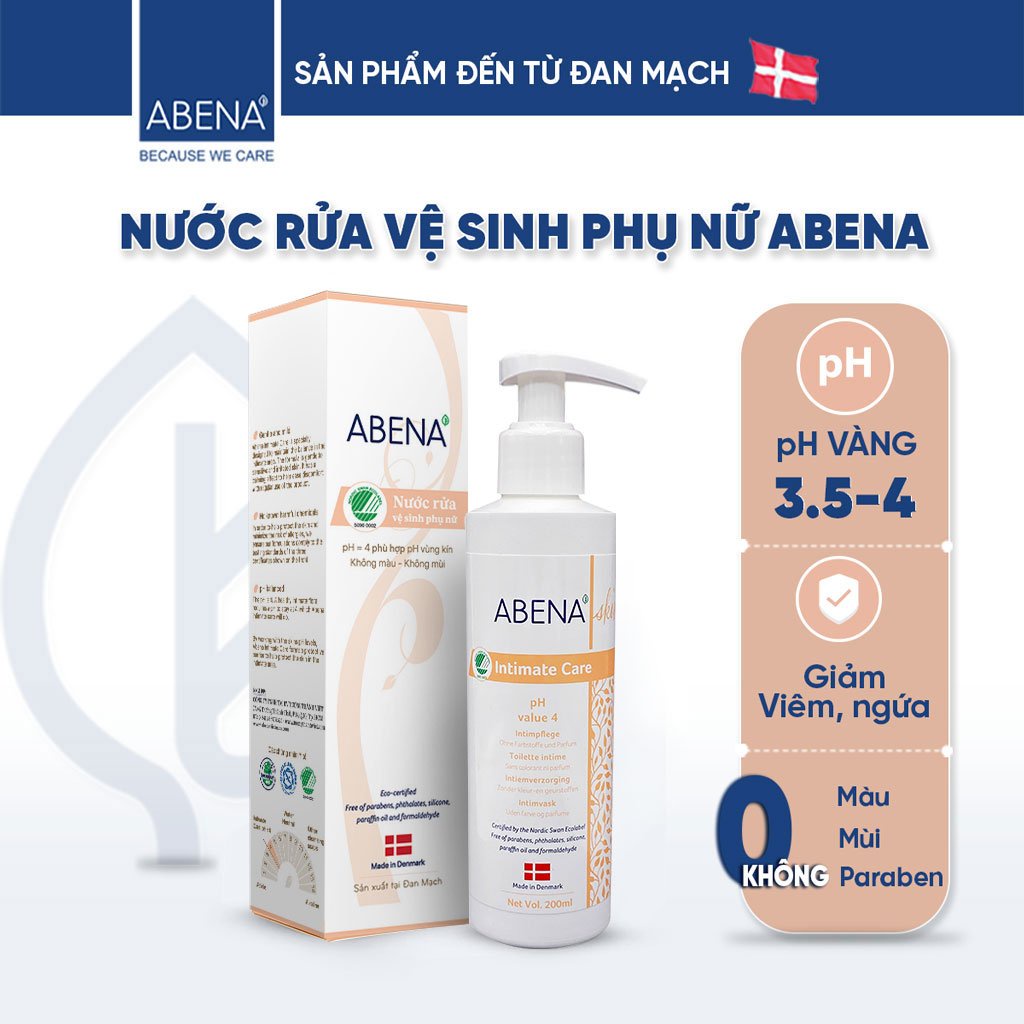 Dung dịch vệ sinh phụ nữ Abena Intimate Care nhập khẩu Đan Mạch - cân bằng pH giảm viêm ngứa