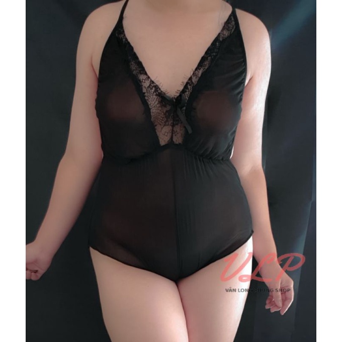 [BIGSIZE_95KG]_DN54_jumpsuit / Áo liền quần mặc ngủ phối ren gợi cảm