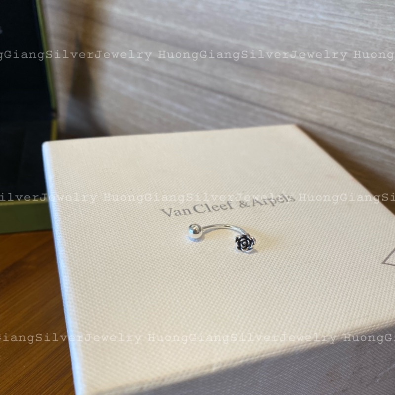 Khuyên rốn hoa hồng bạc s925 tuỳ chỉnh kích cỡ - HuongGiangSilver