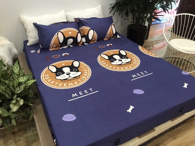 Bộ Ga Gối Cotton Poly 3 Món - Chó Meet