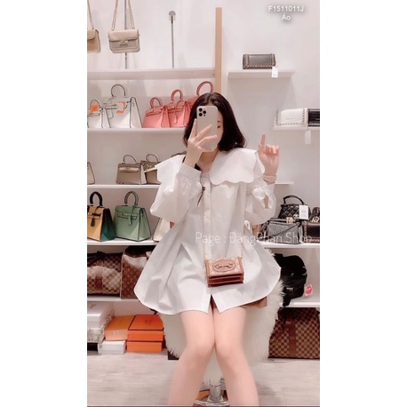 ÁO SƠMI FORM DÀI CỔ GỢN SÓNG