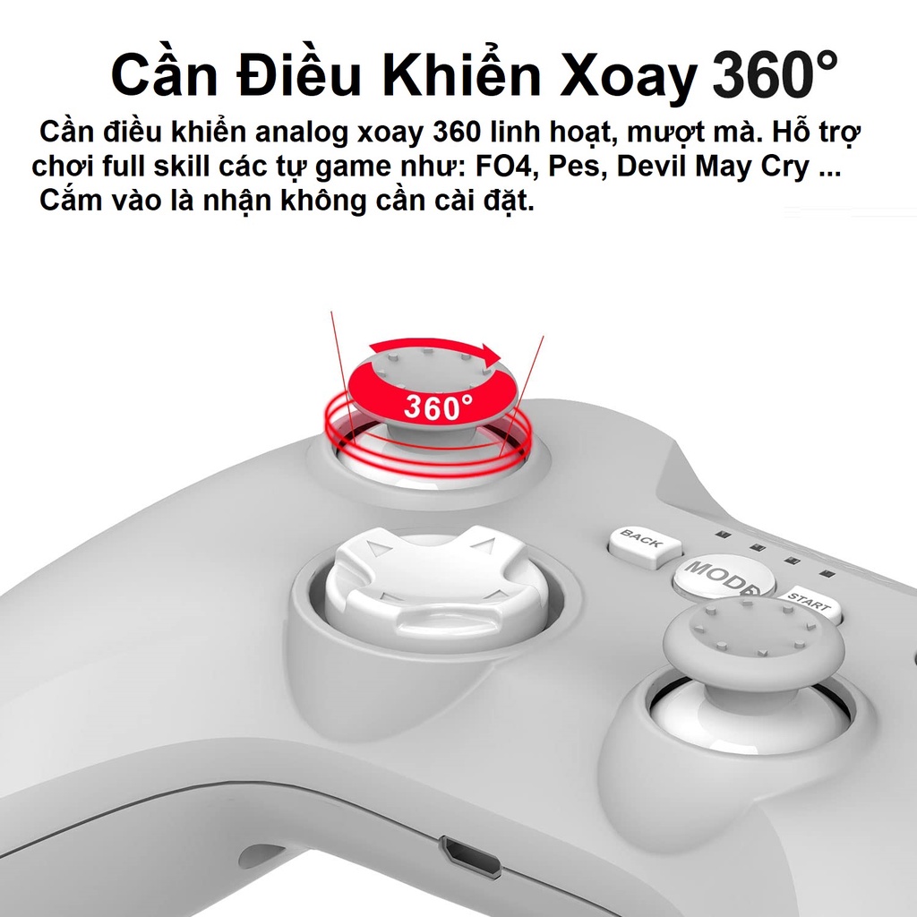 Tay Cầm Chơi Game Không Dây PXN - P3, Hỗ Trợ Cả Wireless + USB 2.4, Tương thích với / PS4 / PS3 / PC / IOS MFI / Android