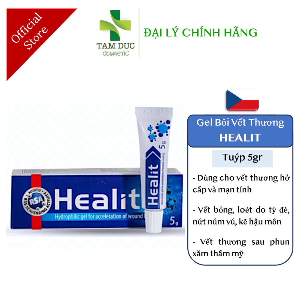 HEALIT GEL - Gel Bôi Vết Thương Hở Healit, Vết Bỏng, Loét do Tỳ đè, Nứt kẽ hậu môn, Trĩ - Cộng hòa Séc