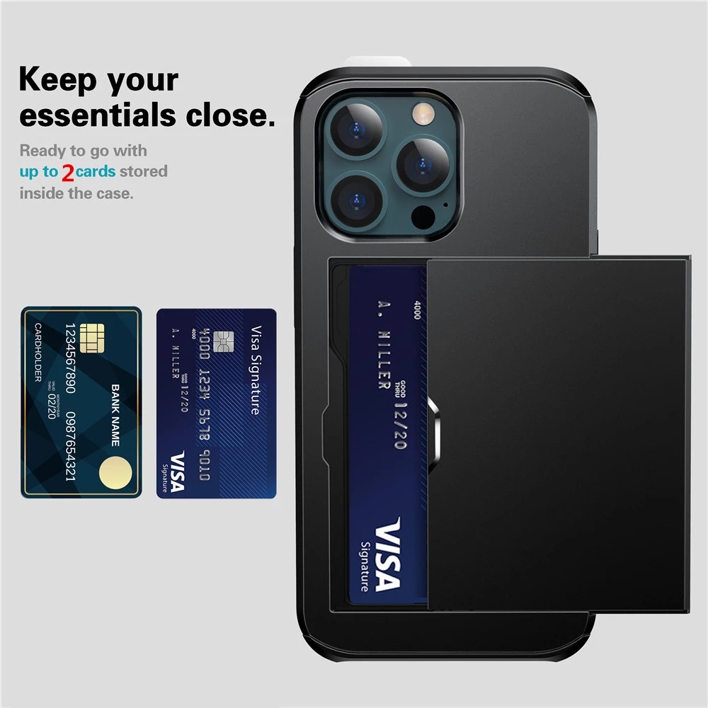 Ốp Điện Thoại Có Ngăn Đựng Thẻ Cho iPhone 14 Pro Max 13 12 Mini 11 Pro XS Max XR X 8 7 6S Plus SE 2 2020 5 5S