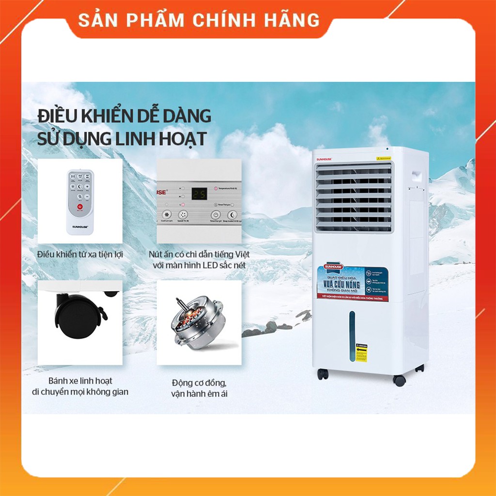 Quạt Điều Hoà, Máy Làm Mát Không Khí SUNHOUSE SHD7721, Siêu Bền, Tuổi Thọ Cao