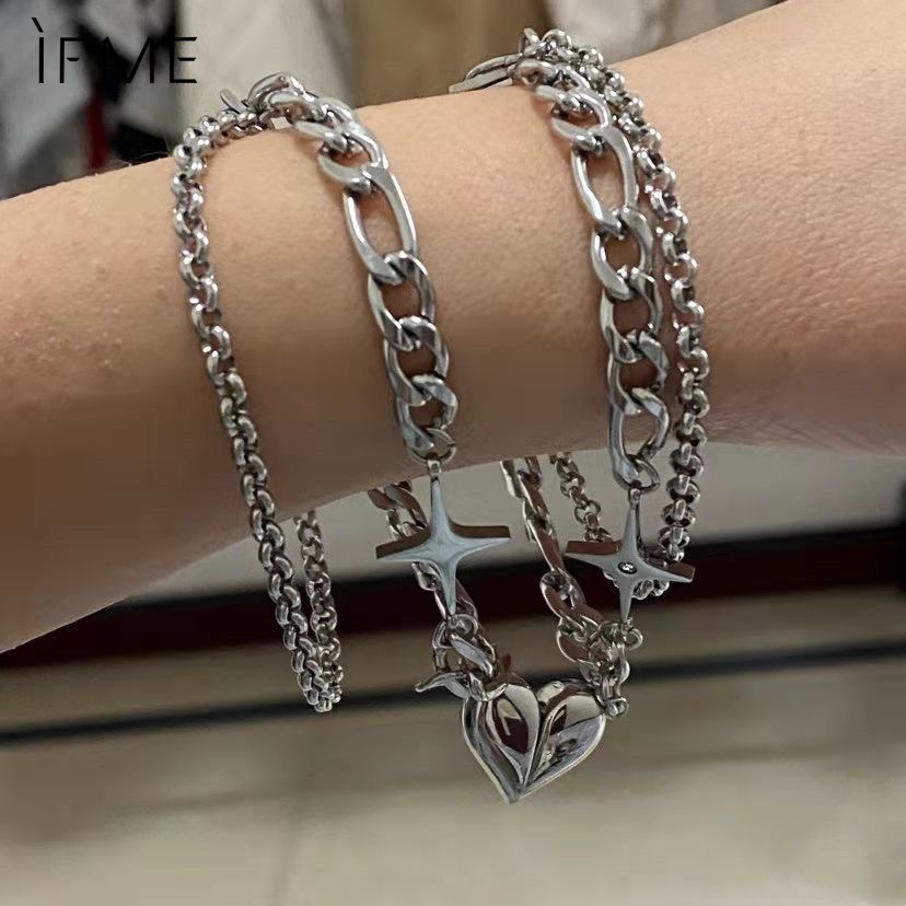 IF ME Vòng Đeo Tay Nhiều Lớp Bằng Bạc Thời Trang Cho Cặp Đôi