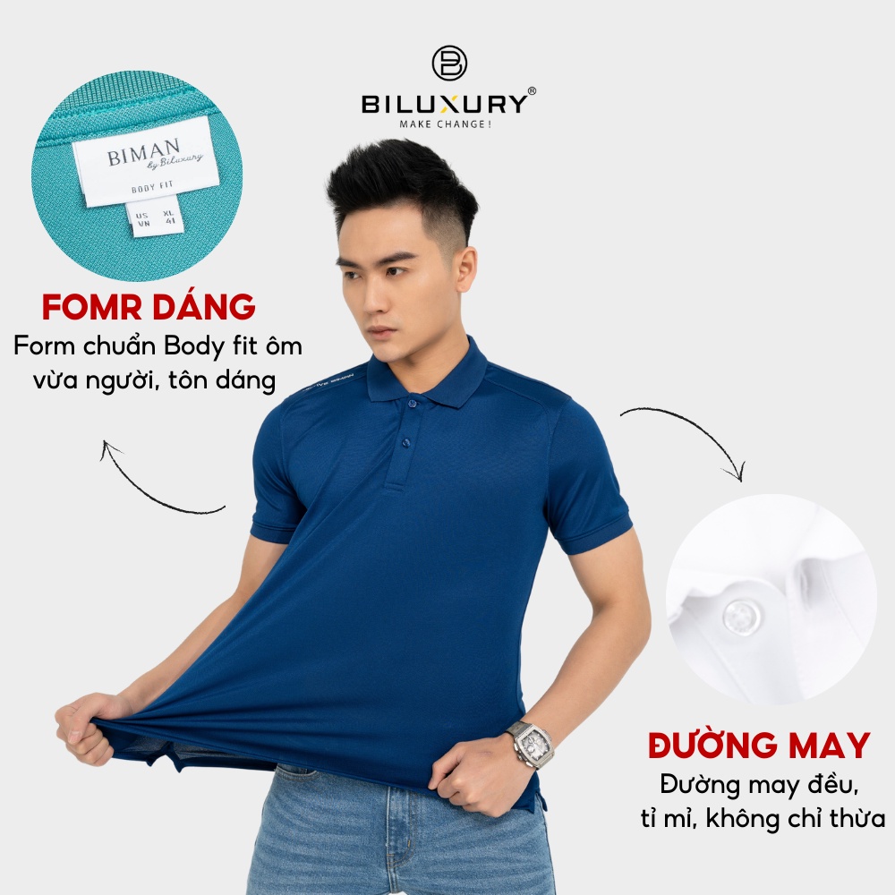 Áo polo nam cổ bẻ Biman by Biluxury thun co giãn thoải mái lịch lãm 5APCT015