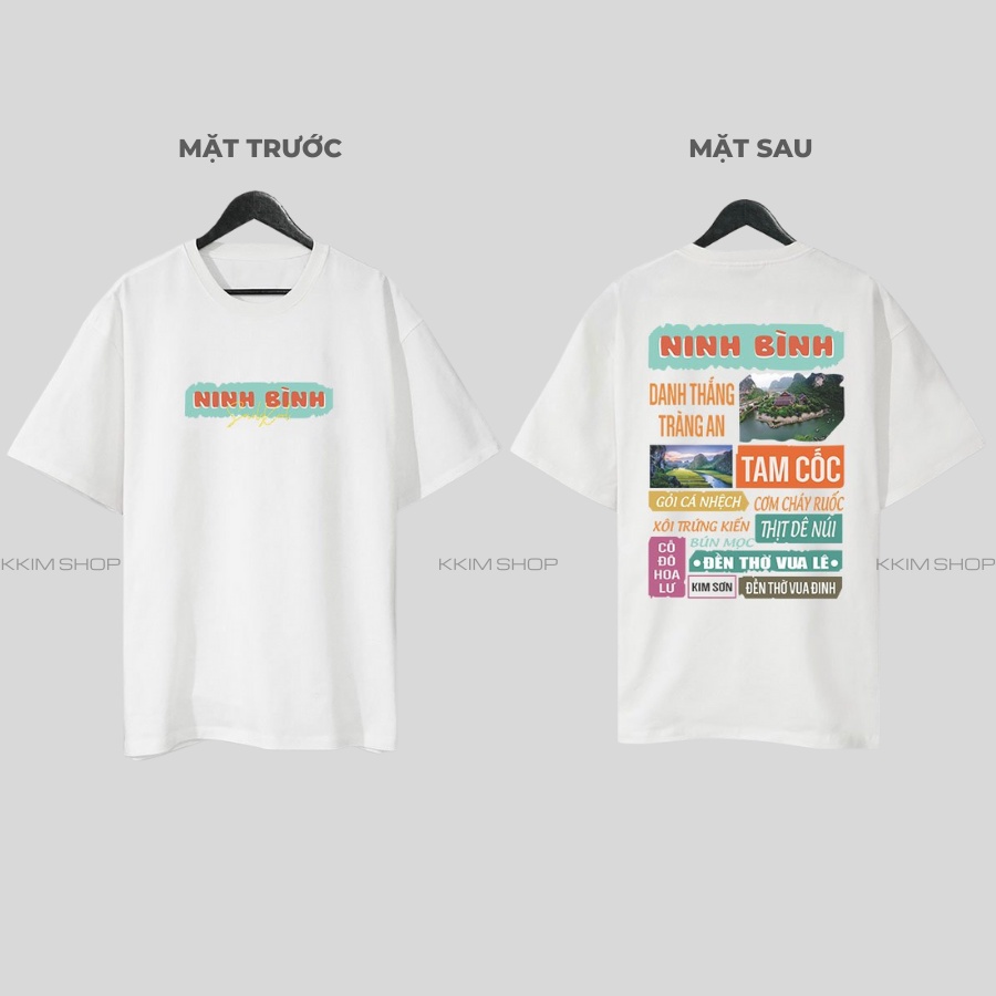 Áo thun tay lỡ NINH BÌNH, Áo phông 63 tỉnh thành Form rộng oversize, chất liệu Cotton KKIMSHOP