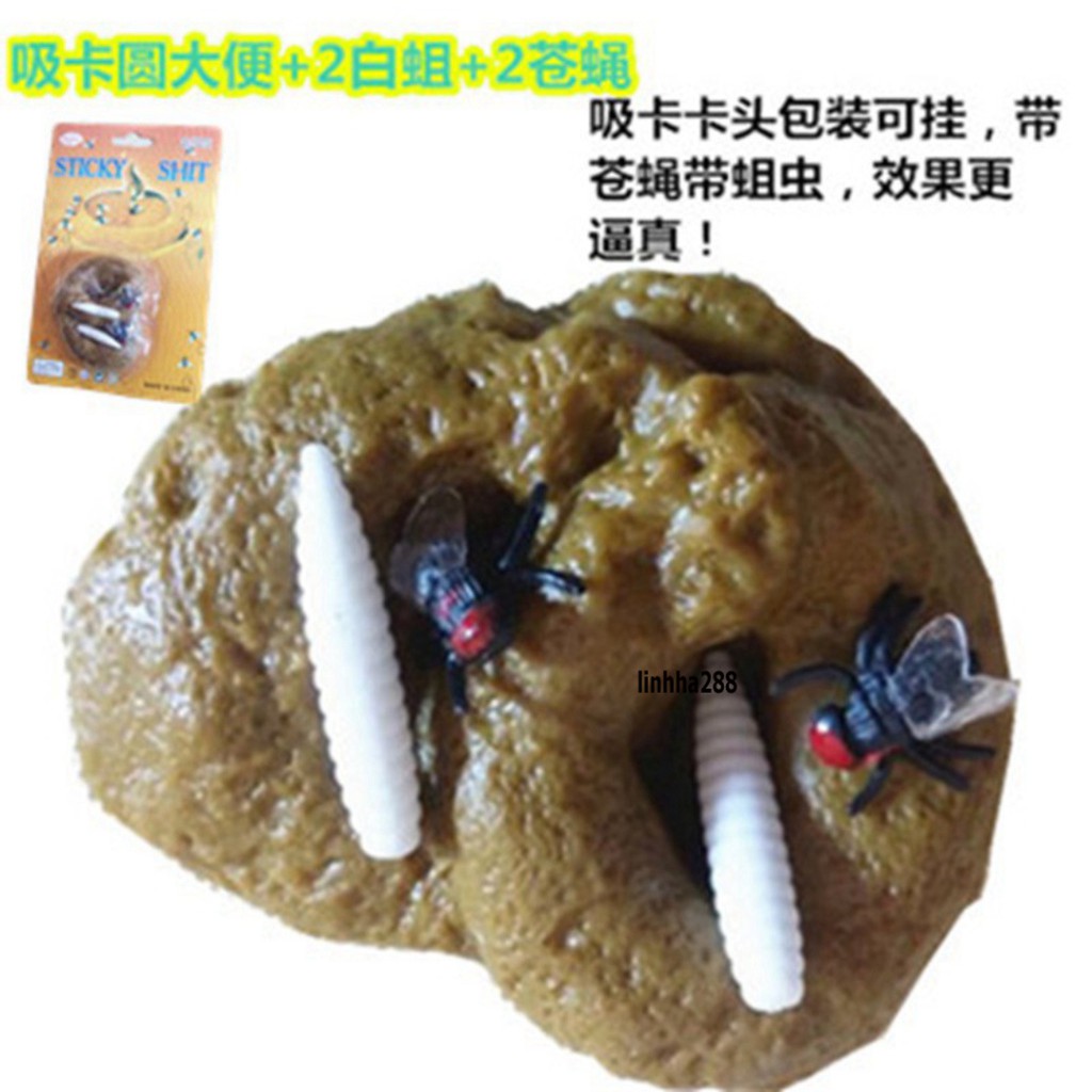 1 Vỉ SHIT đồ chơi kèm giòi và ruồi STICKY troll bạn bè hay