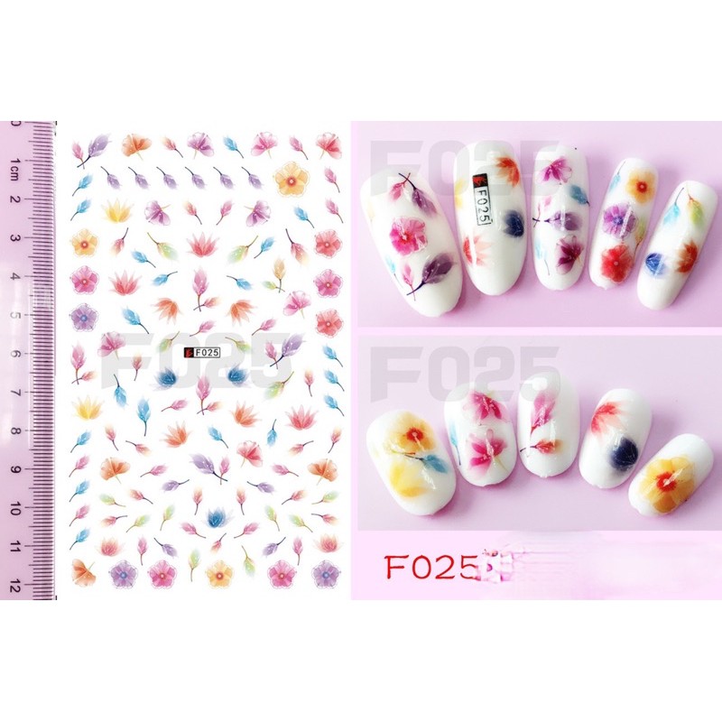 Sticker hoạ tiết hoa nước 3D,hình dán móng hoạ tiết hoa nước 3D trang trí móng nail