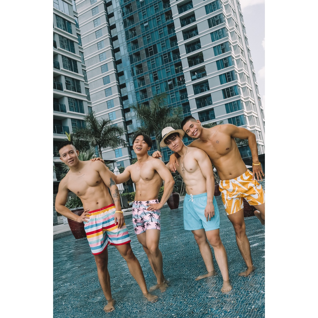 Quần đùi đi biển mùa hè rộng rãi chất cotton Hungtubes.