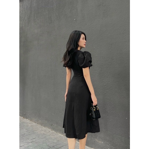 Đầm tay phồng cổ tròn maxi 14037