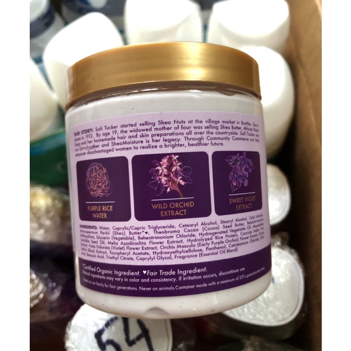 Mặt nạ ủ tóc dành cho tóc nhuộm SheaMoisture Purple Rice Water Strength 227g - Mỹ