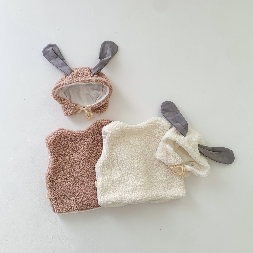 Set áo khoác sát nách và mũ trùm đầu giữ ấm thời trang mùa đông dành cho trẻ em