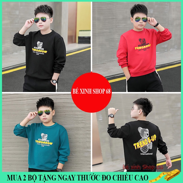 Bộ thu đông cho bé trai 14-45kg, quần áo thu đông bé trai 4-14 tuổi TOMO năng động cá tính.TOMO2