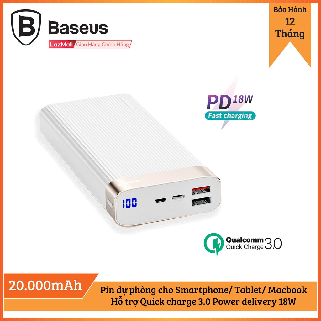 Pin sạc dự phòng Parallel PD 20.000mAh, hỗ trợ sạc Power Delivery 18W & Quick Charge 3.0  từ Wintech