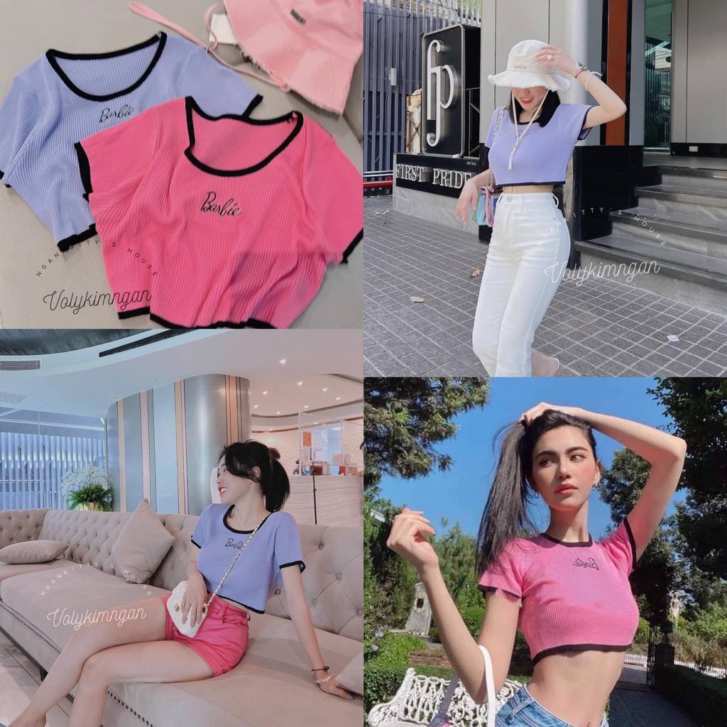 Áo croptop barbie viền TL