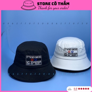 Mũ bucket bo dg thêu logo vuông thời trang