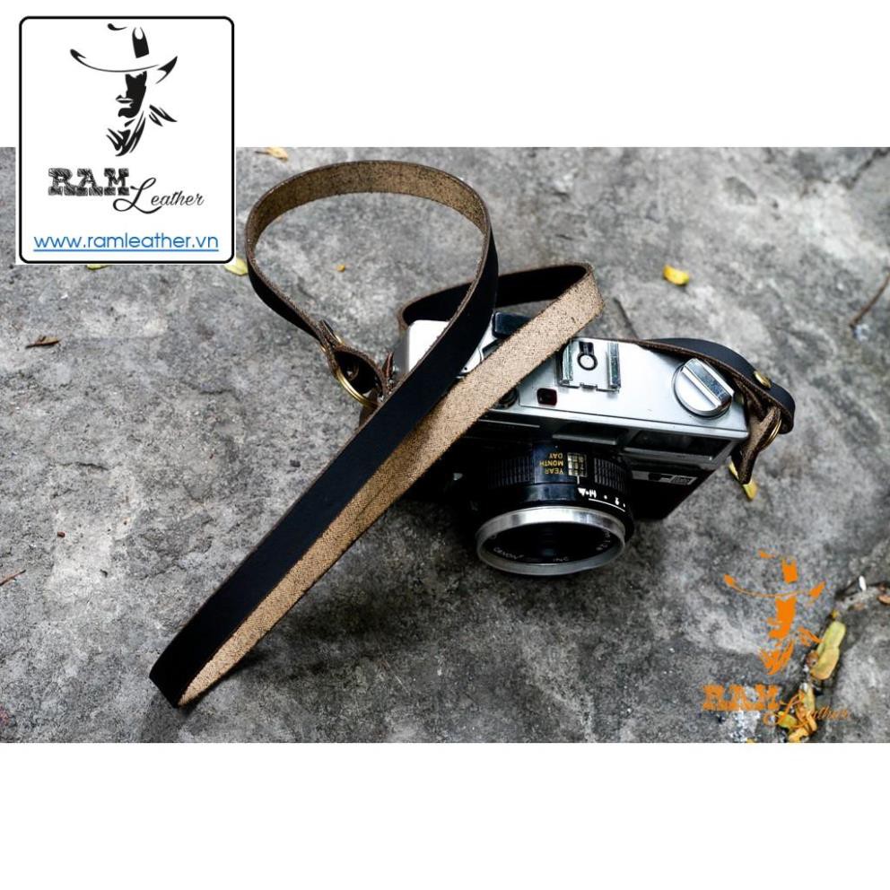 DÂY MÁY ẢNH DA BÒ ĐEN MỘC MẠC VINTAGE – RAM A2 BLACK