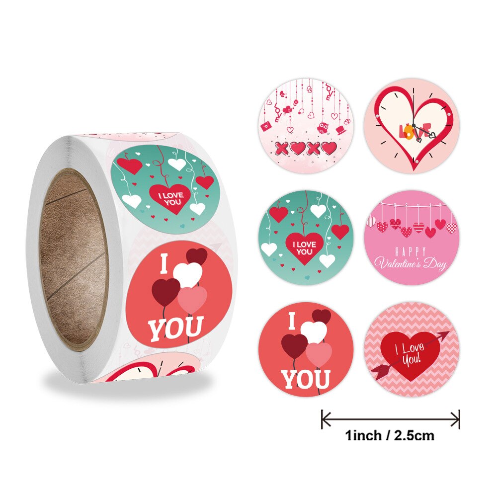 Cuộn 500 Miếng Dán Chữ I Love You 2.5cm Trang Trí Quà Tặng