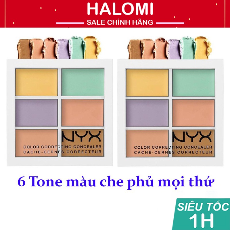 Bảng Che khuyết điểm NYX 6 ô Professional Makeup chính hãng đầy đủ các tone màu