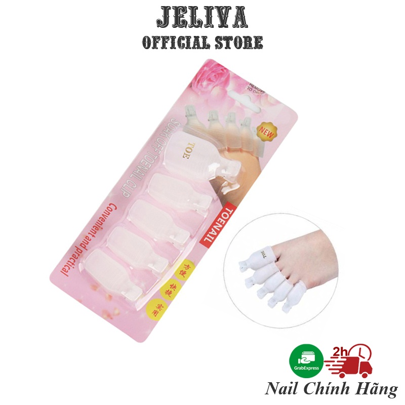 Kẹp ủ phá gel móng chân silicon dẻo siêu bền độ hút cao set 5 cái nail Jeliva Chính Hãng