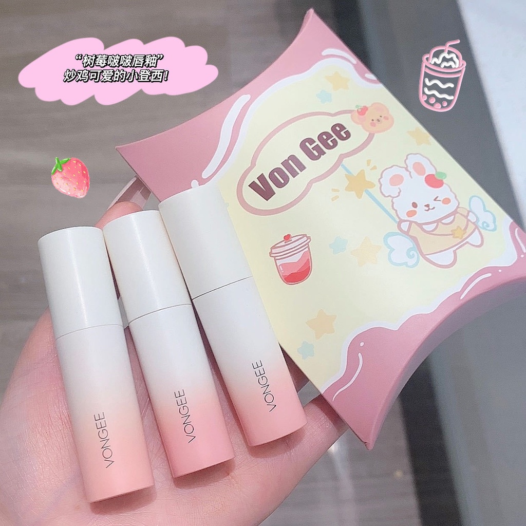 【Von Gee】bộ Son Kem Lì Màu Trà Sữa Mịn Màng Màu Trắng