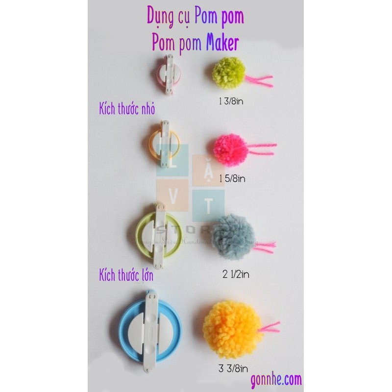 Dụng cụ làm cục POM POM 4 Món - Làm Cục Bông - Pom pom Makero