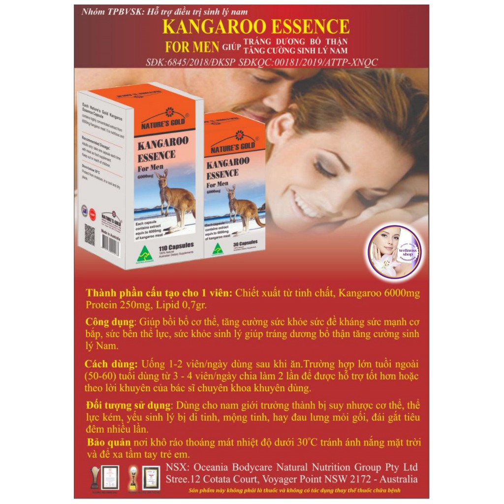 Viên uống tăng cường sinh lý nam - Kangaroo Essence For Men 6000mg (30 viên, 110 viên) - Úc