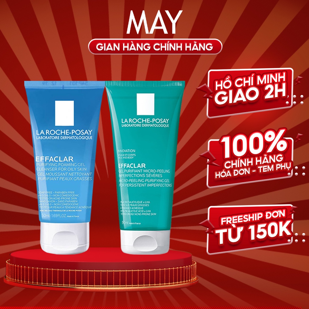 [Mã FMCGMALL -8% đơn 250K] Gel Rửa Mặt La Roche-Posay Effaclar Foaming Gel làm sạch dành cho da dầu nhạy cảm 50ml