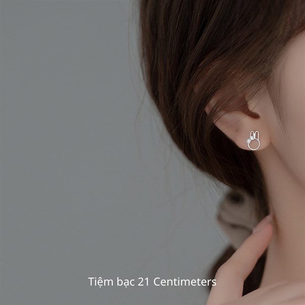 Bông tai bạc Tiệm bạc 21 Centimeters Thỏ Trắng