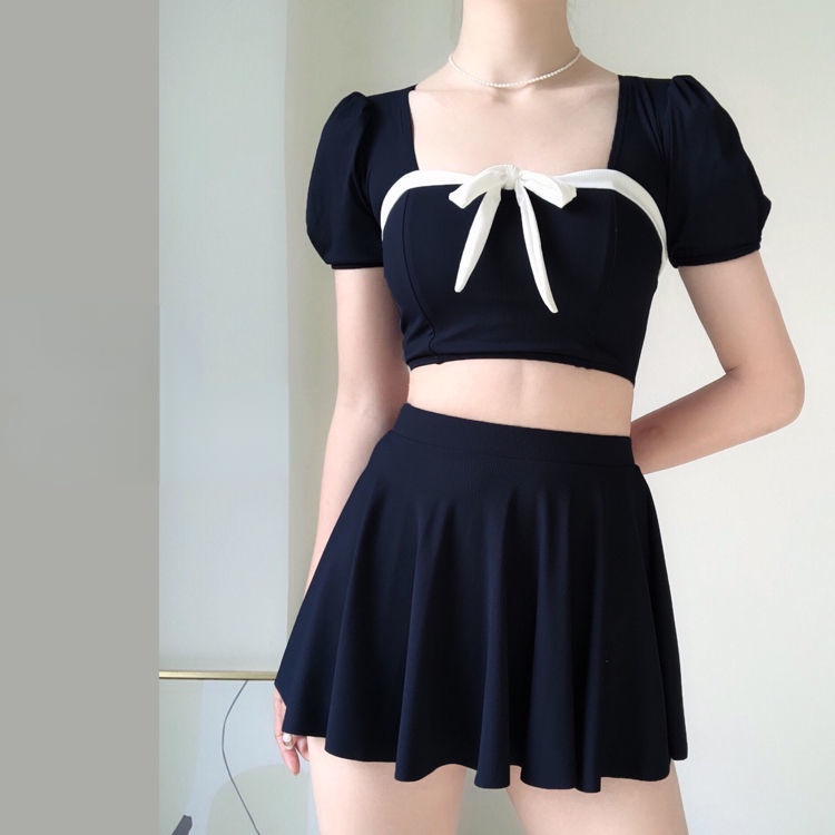 Bộ Đồ Bơi Váy Xẻ Eo Cao Đơn Giản Mới Cho Nữ