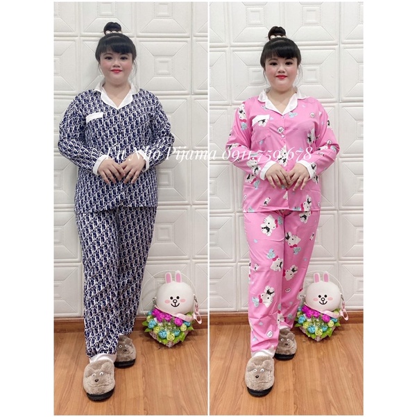 ( Big Size 63-80kg ) Set Bộ Ngủ Kate Lụa Tay Dài Quần Dài Bigsize 65-80kg | BigBuy360 - bigbuy360.vn