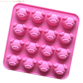Khuôn khay silicon làm bánh, thạch, socola - 16 heo hồng