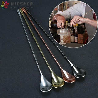 MIOSHOP Eco-Friendly Stainless Steel Mixing Bar Cocktail Spoon Spiral Teadrop Spoon Kitchen Bartender Stir Spoon